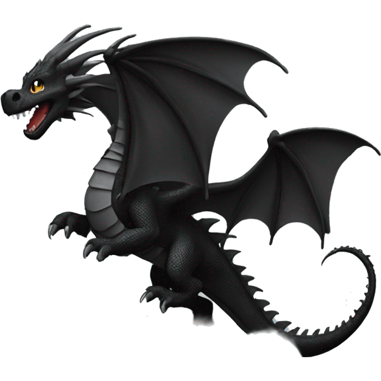 Black dragon flying in the clouds emoji