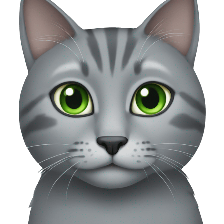 Grey cat with green eyes emoji