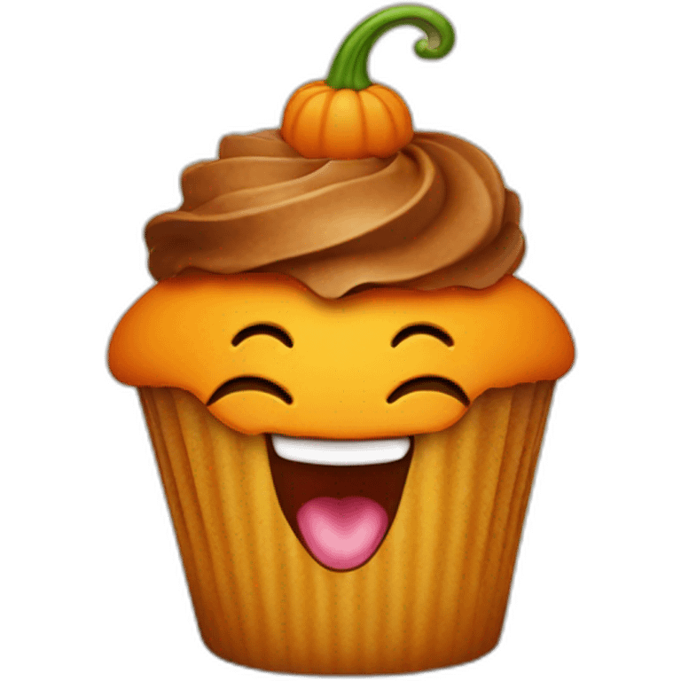 Happy pumpkin cupcake emoji