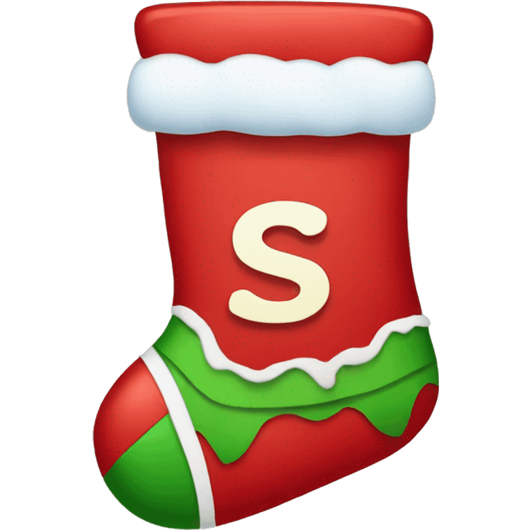 christmas stocking with letter s emoji