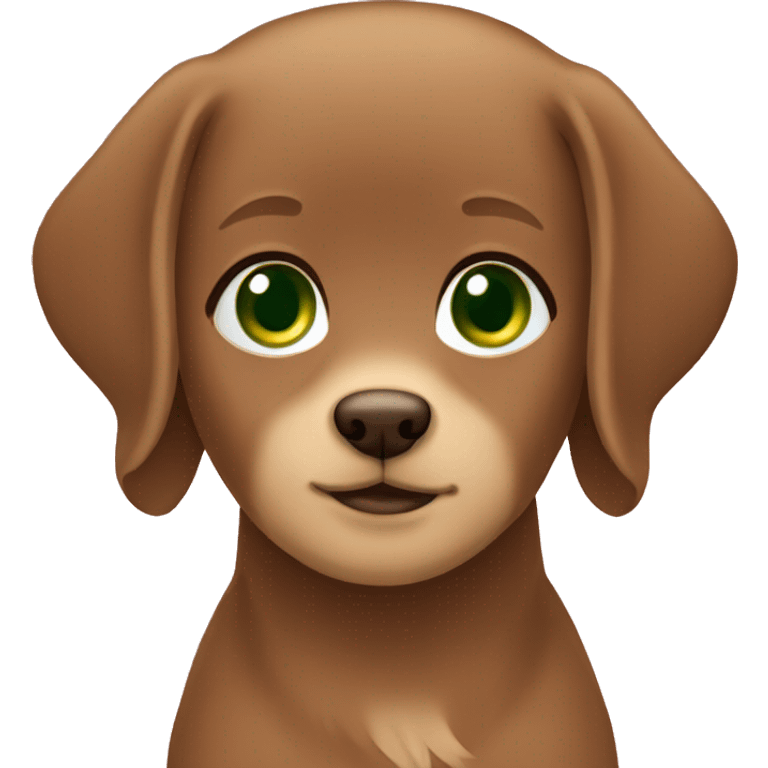 Green eyes girl brown hair with labrador emoji