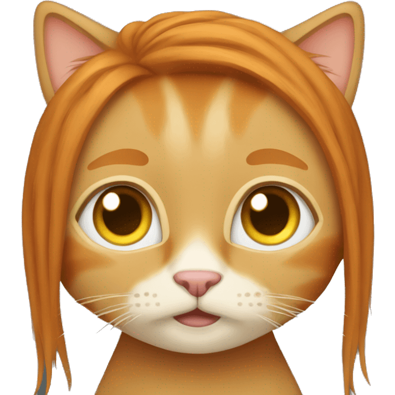 Cat with long straight ginger hair  emoji