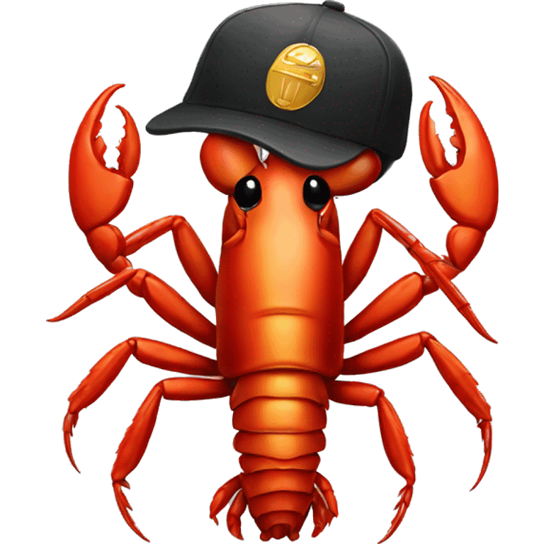 Crawfish wearing cap with gold chain around neck emoji