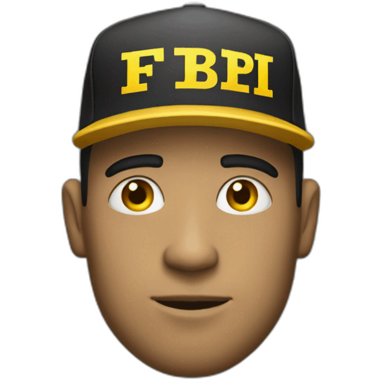 man with yellow "FBI" letters on his cap emoji