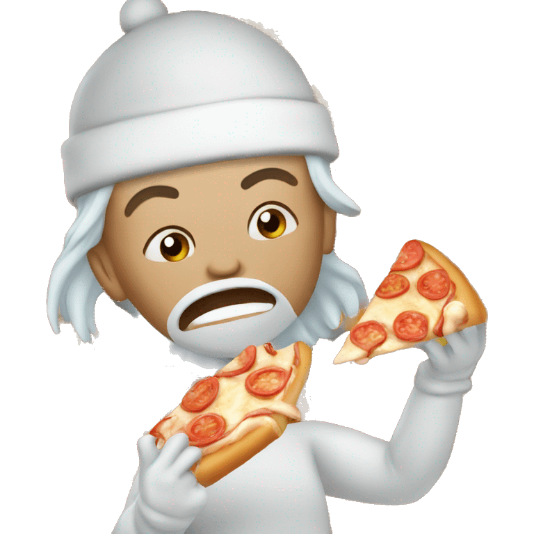 ice skater eating a pizza emoji