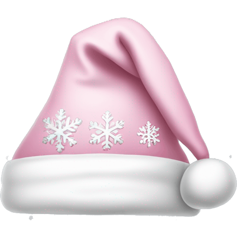 Light pink Santa hat with sparkly snowflakes  emoji