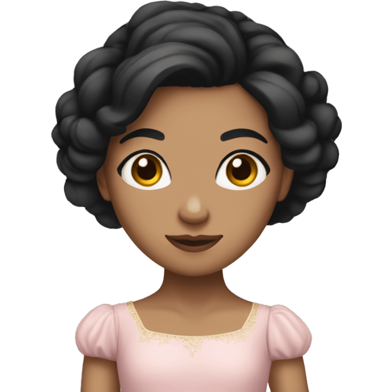 Girl with medium skin and black hair ballerina emoji