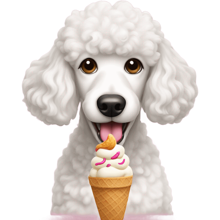 White poodle eating ice cream  emoji