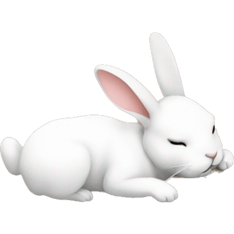 Cute White rabbit snoozing on brown wood bed emoji