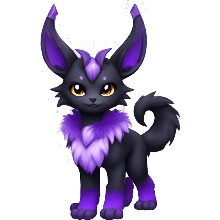 Anthro-Edgy-Black-Purple-Contrast-Colors-Fantasy-Fur-Sona-Chibi-Shiny-Fakémon-Hybrid with horns full body emoji