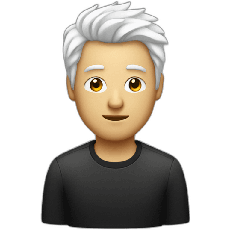 Homme blanc avec des cheveux noir devant un ordinateur emoji