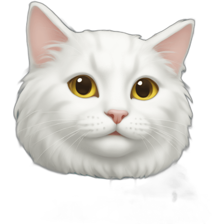 White cat in cage, fur wet emoji