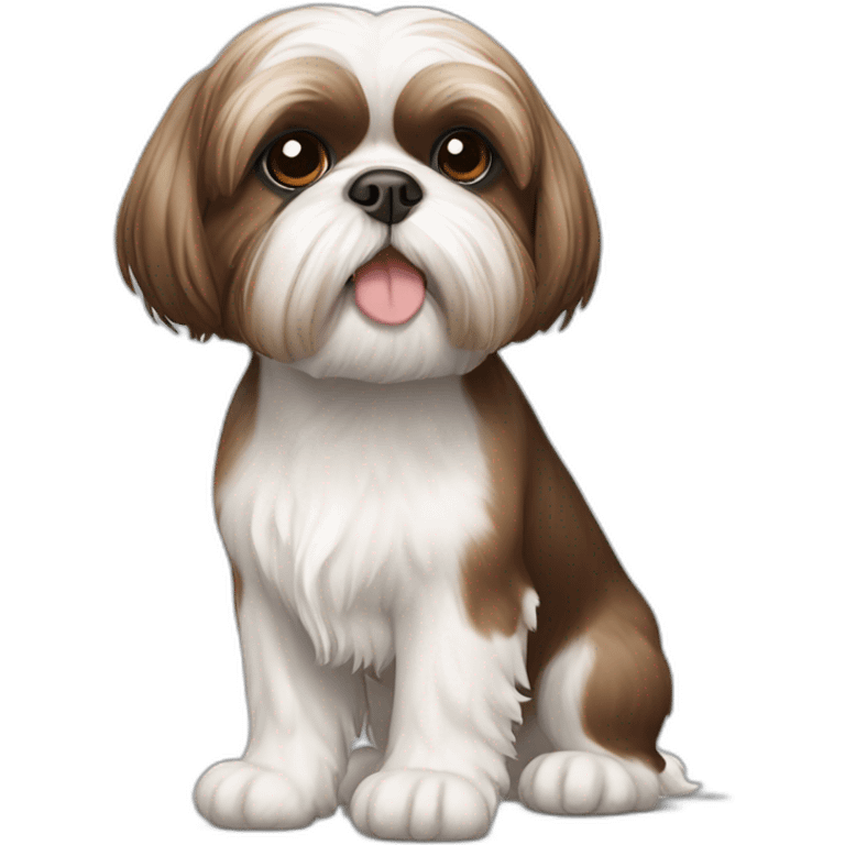 brown and white shih tzu in short hair emoji