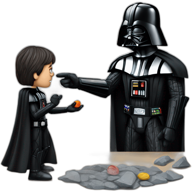 Darth Vader plays rocks, paper, scissors with Jim Carrey emoji