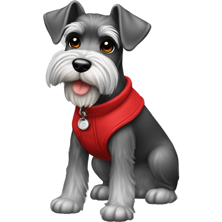 miniature schnauzer wearing red boots emoji