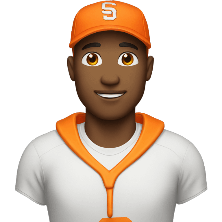 Man wearing sports orange cap emoji