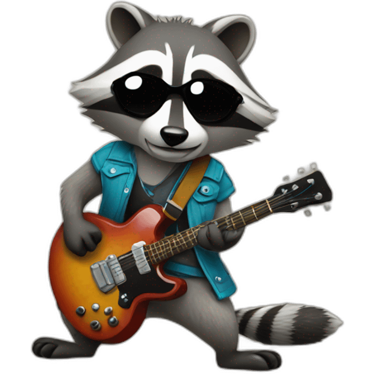 Rock and roll raccoon emoji