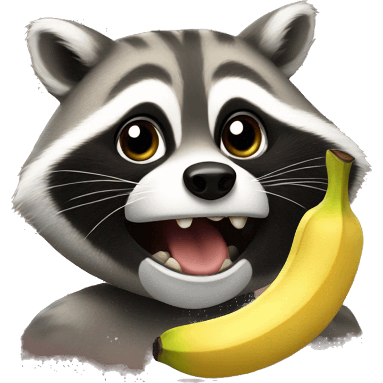 The raccoon eats a banana emoji