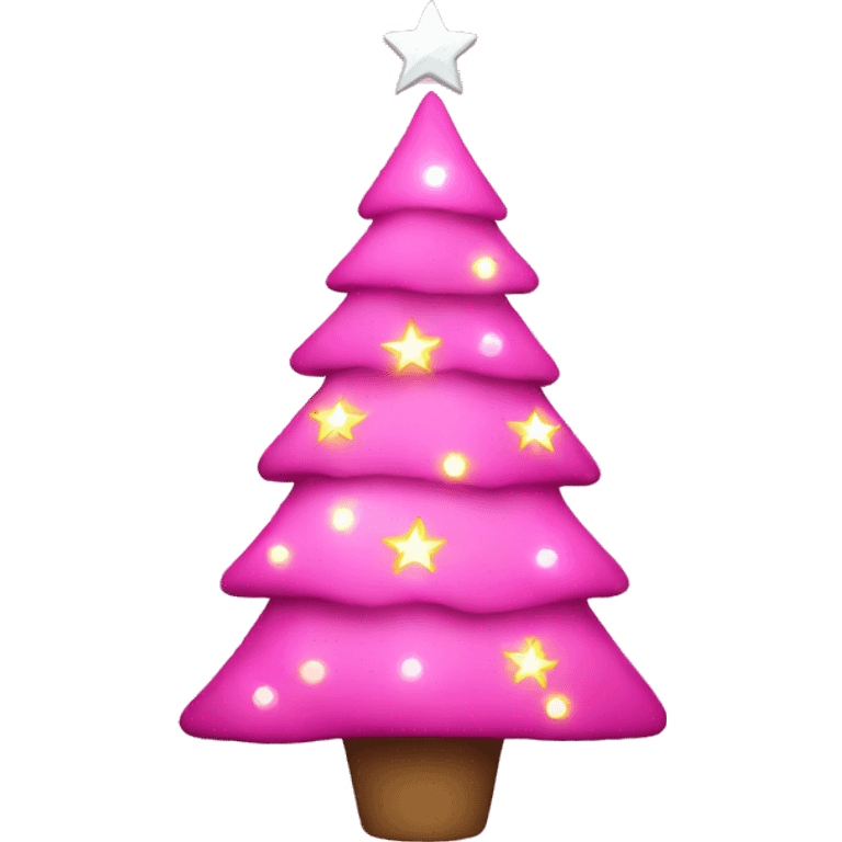 Pink Christmas tree with a star and lights emoji