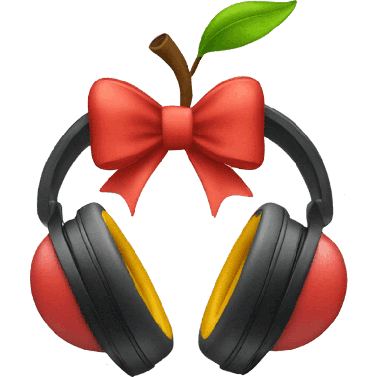 Apple headphones with a bow emoji