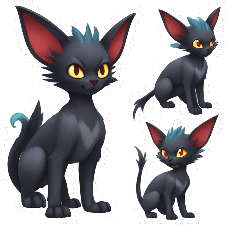 Black cool Vampiric Noivern-Zorua-Litten-Bat-Sphynx-Lykoi-Caracal-cat-Fakemon-fusion full-body emoji