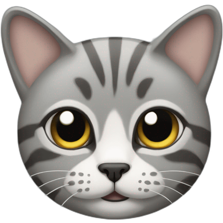 a round-faced gray beehive cat emoji