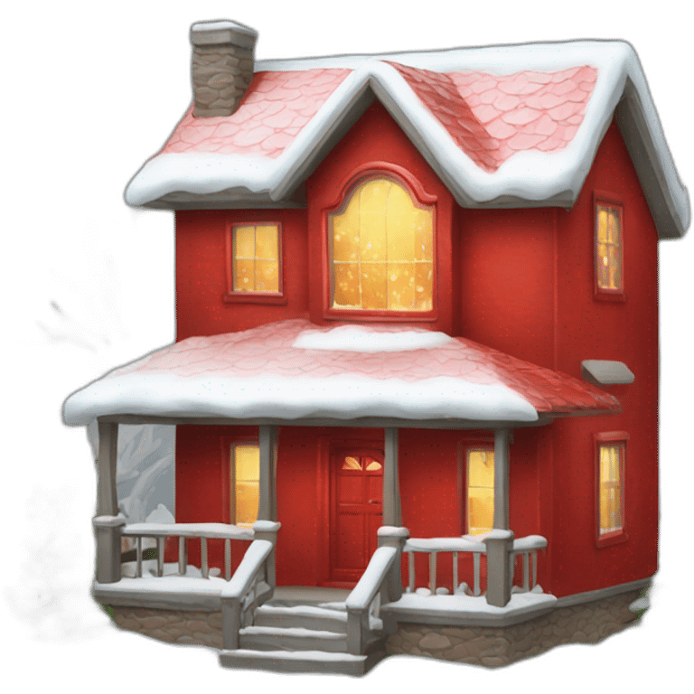 New Year's house decorated red emoji