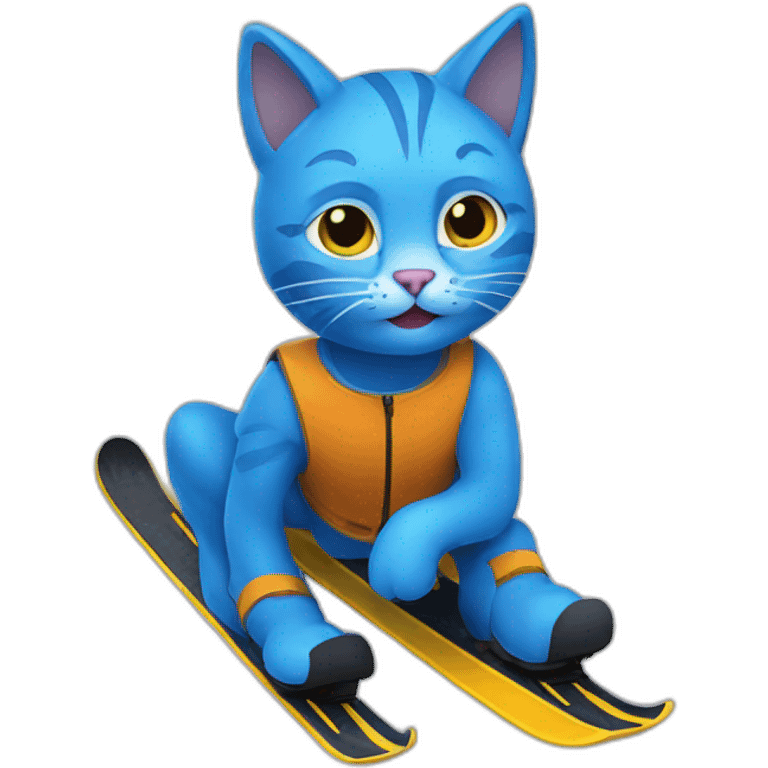 blue cat skiing emoji