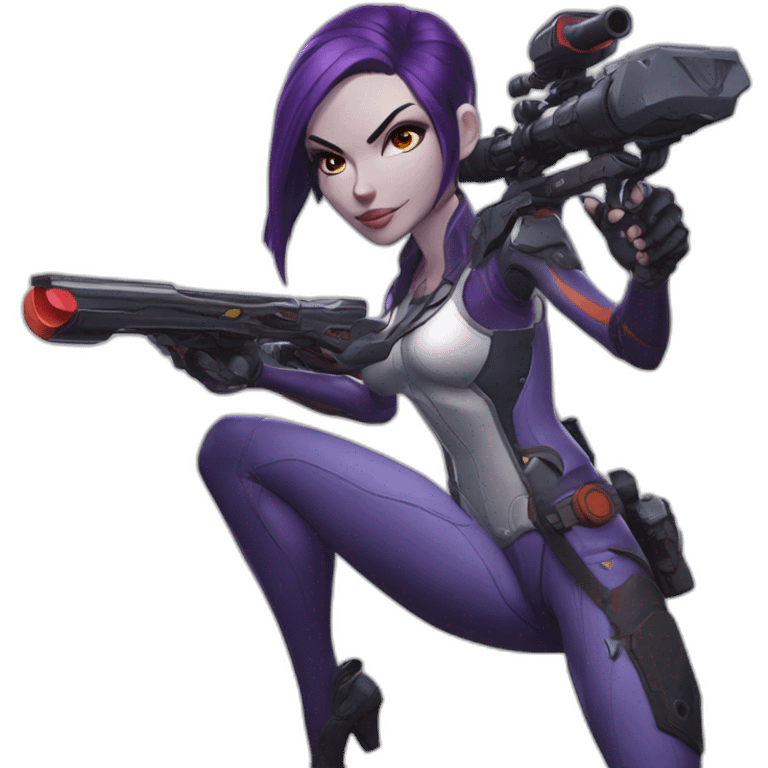 overwatch's widowmaker, scoping targets with a slingshot, drawn in the style of one piece manga emoji