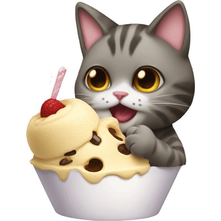 cat eats icecream emoji