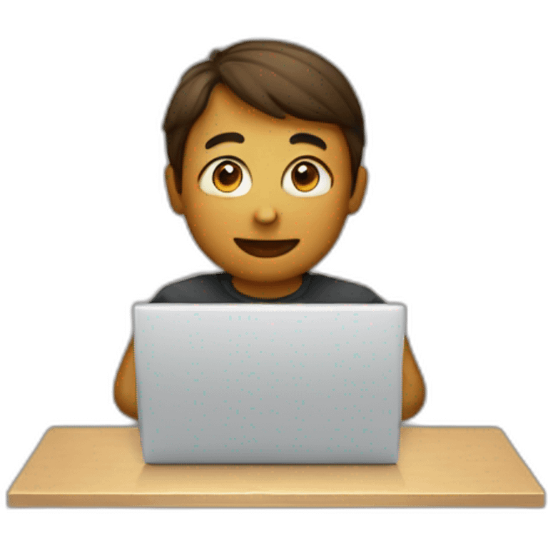 Behind a laptop emoji