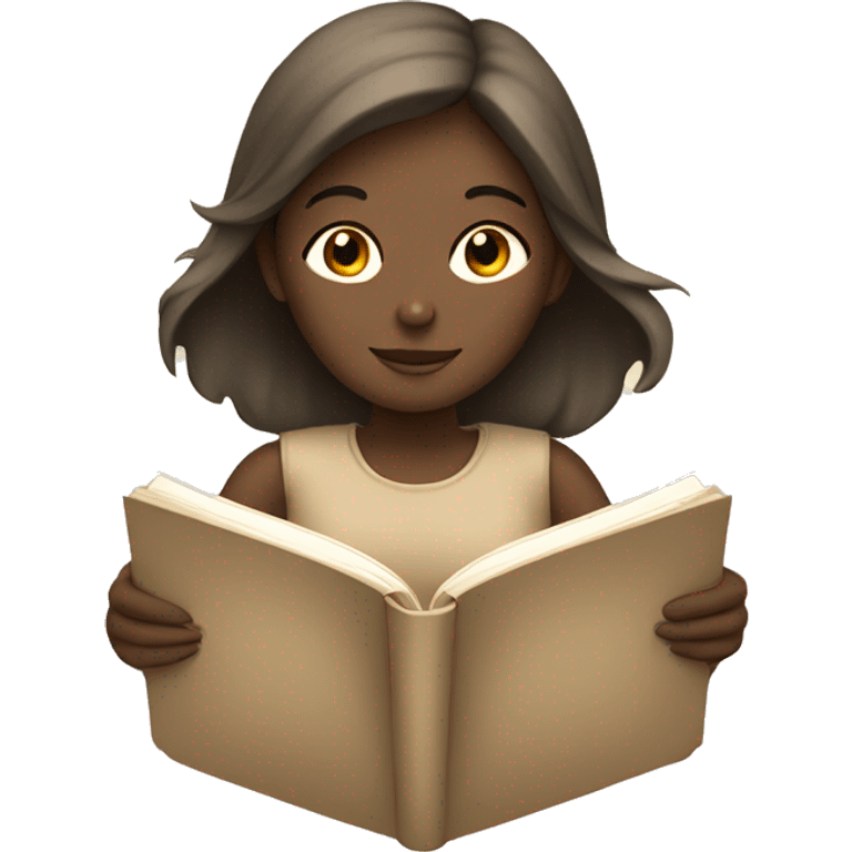 Girl reading a book. In beige tones  emoji