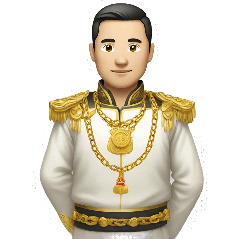 rich chinese man with gold chain in national dress emoji