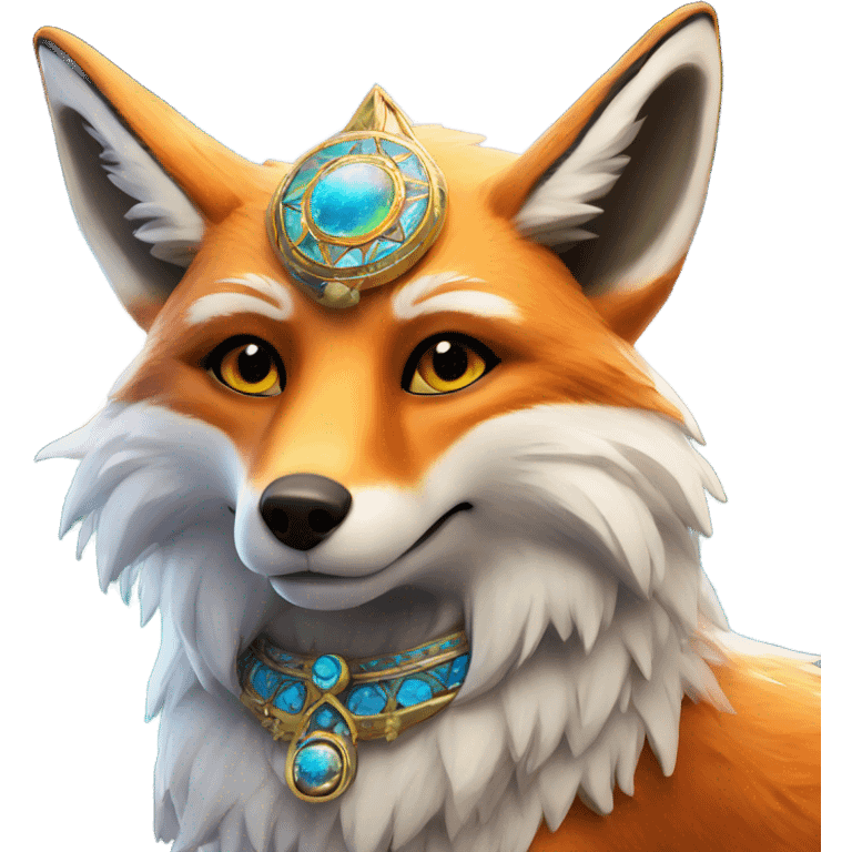 Celestial ceremonial decorated fox emoji