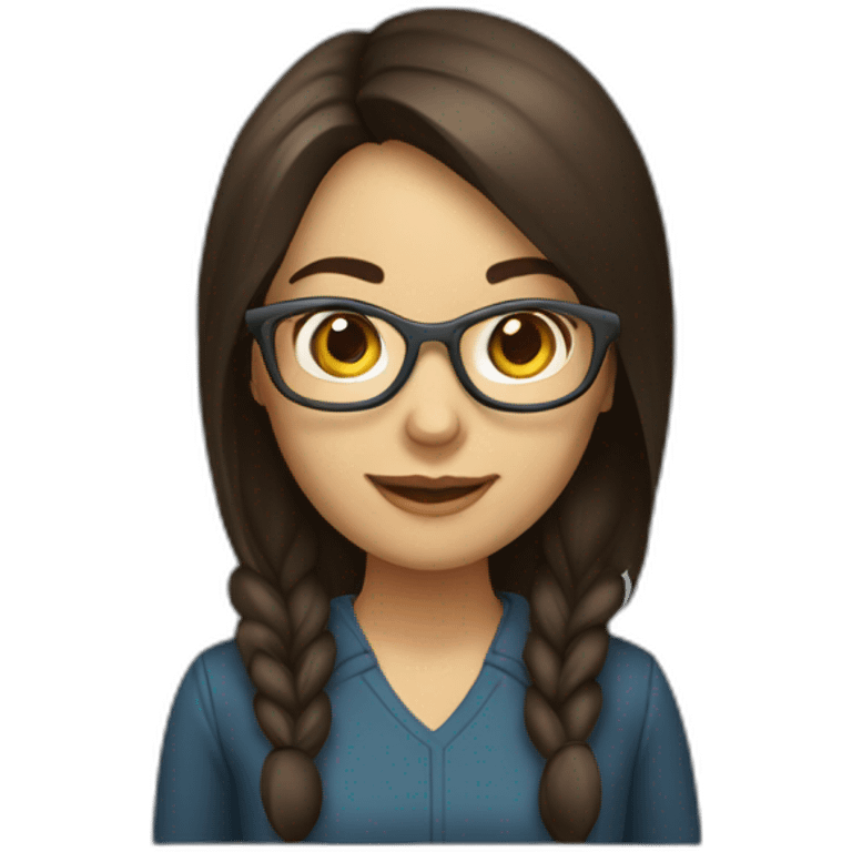 brunett girl software developer with a computer emoji