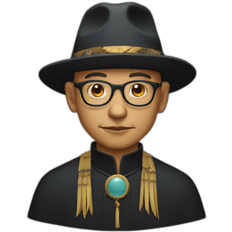 Crow priest, bald with glasses and a hat emoji