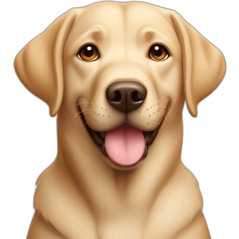 Labrador retriever with a smile shows a heart with its paws emoji