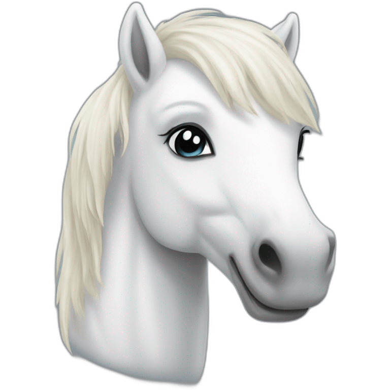 Realistic white happy pony emoji