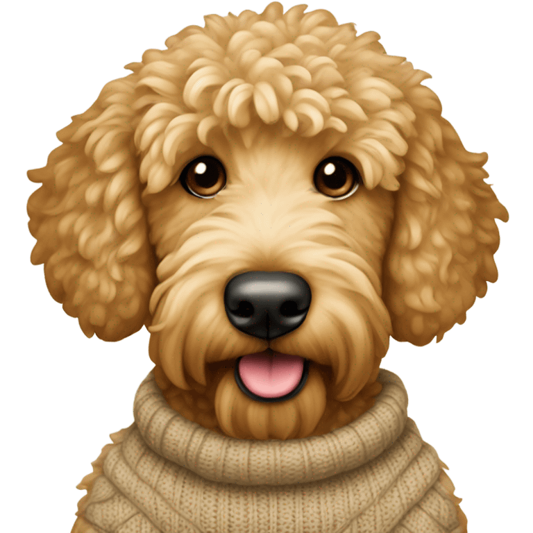 Tan golden doodle with sweater  emoji