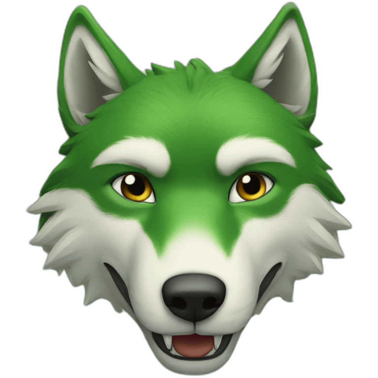 The green wolf's head is a cigarette in his teeth emoji