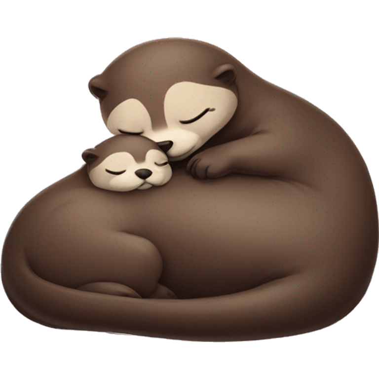 Big otter sleeping with small otter emoji