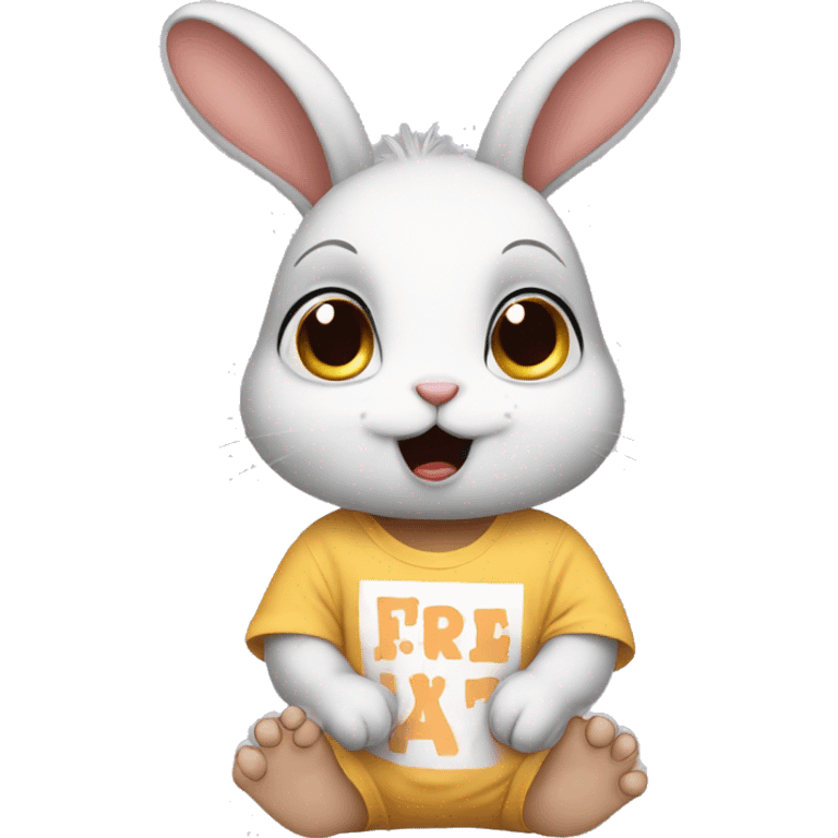 an anxious baby rabbit in t-shirt emoji