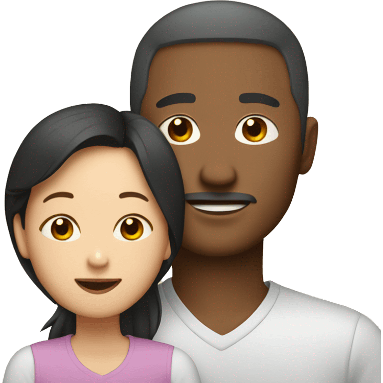 Family with Asian mom and black dad emoji