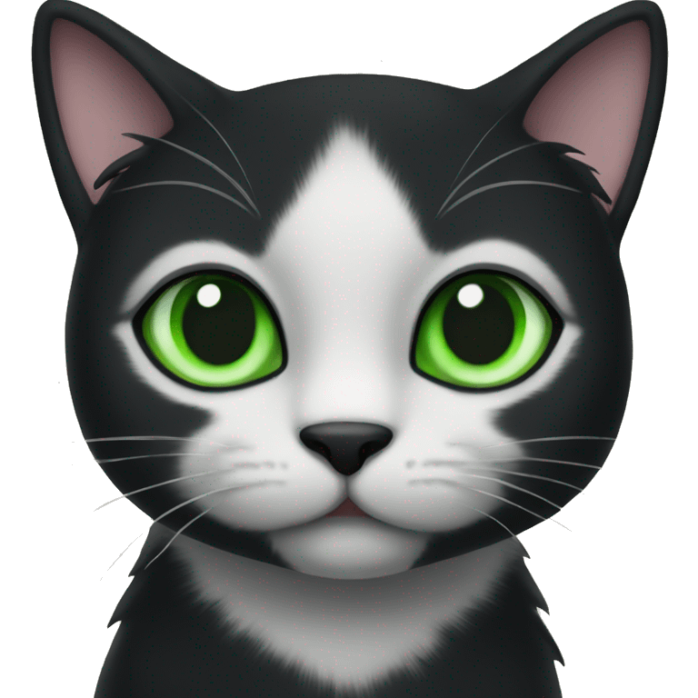 Black cat with green eyes cute emoji