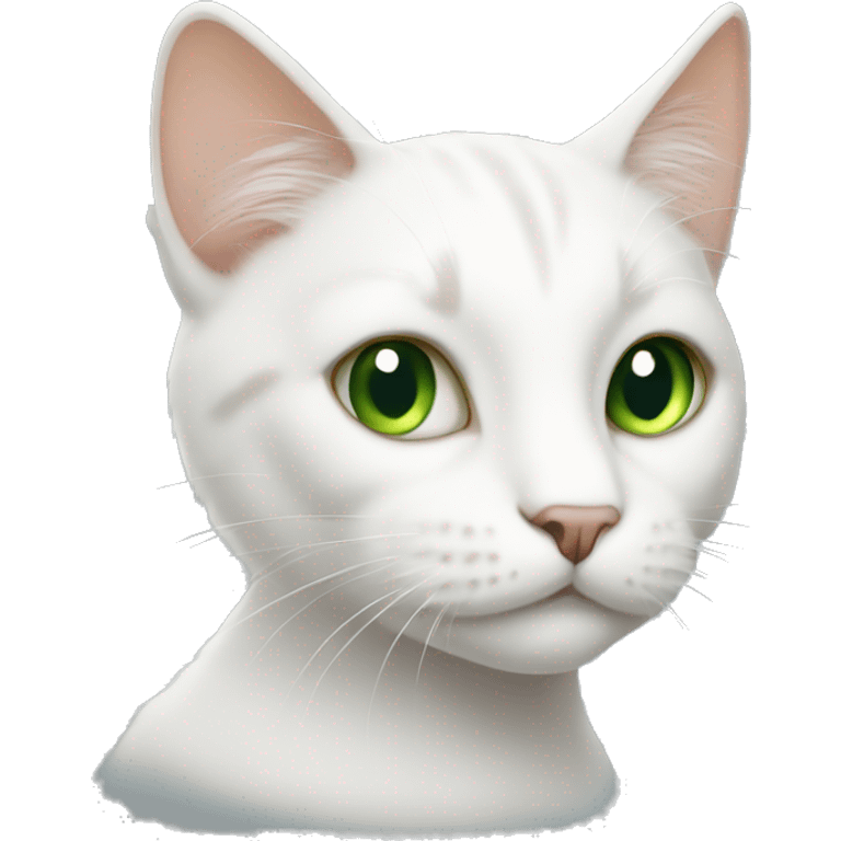 white cat, with light brown spots and tail, and green eyes emoji