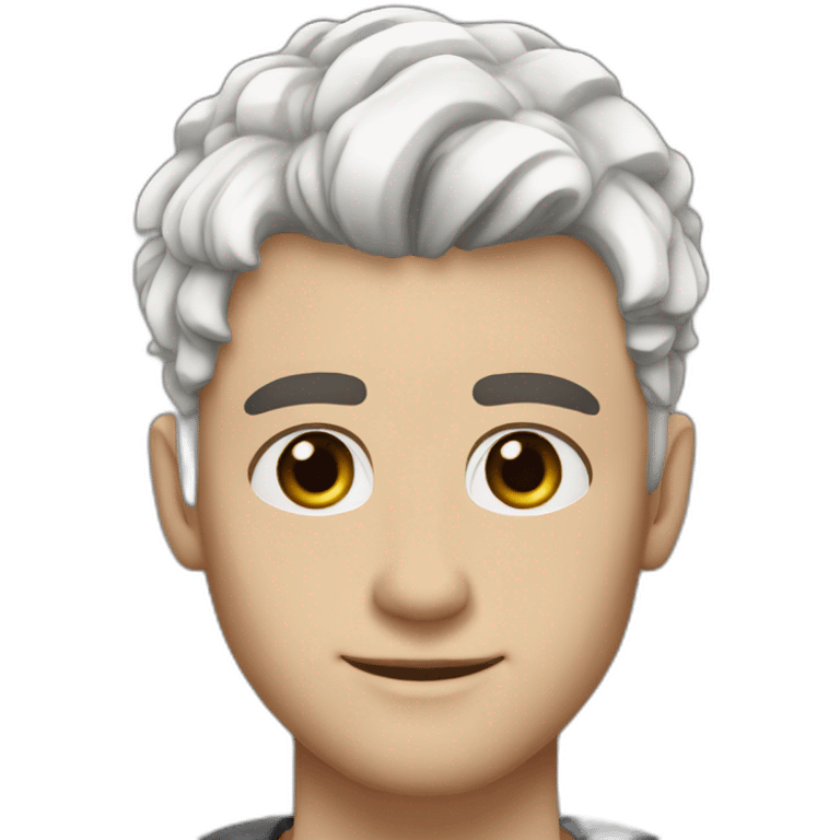 caucasian man 23 years old with dye white hair and brown eyes and brown eyebrow, black piercing in earlobe emoji