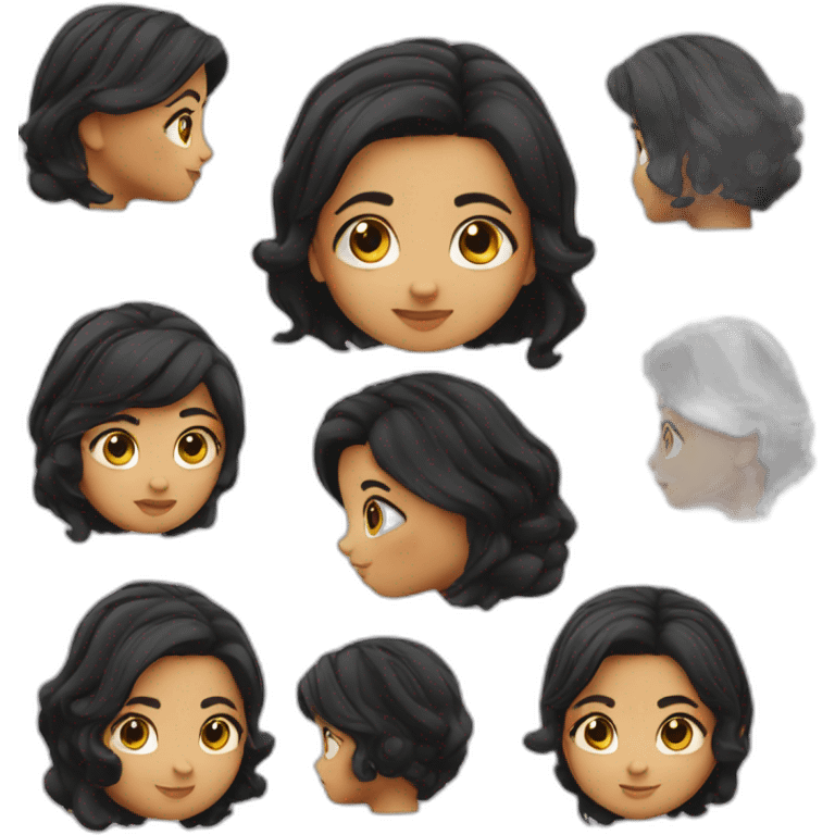 Cute Fat woman black hair emoji