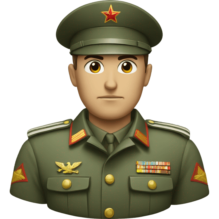 ussr soldier serious with military takes emoji