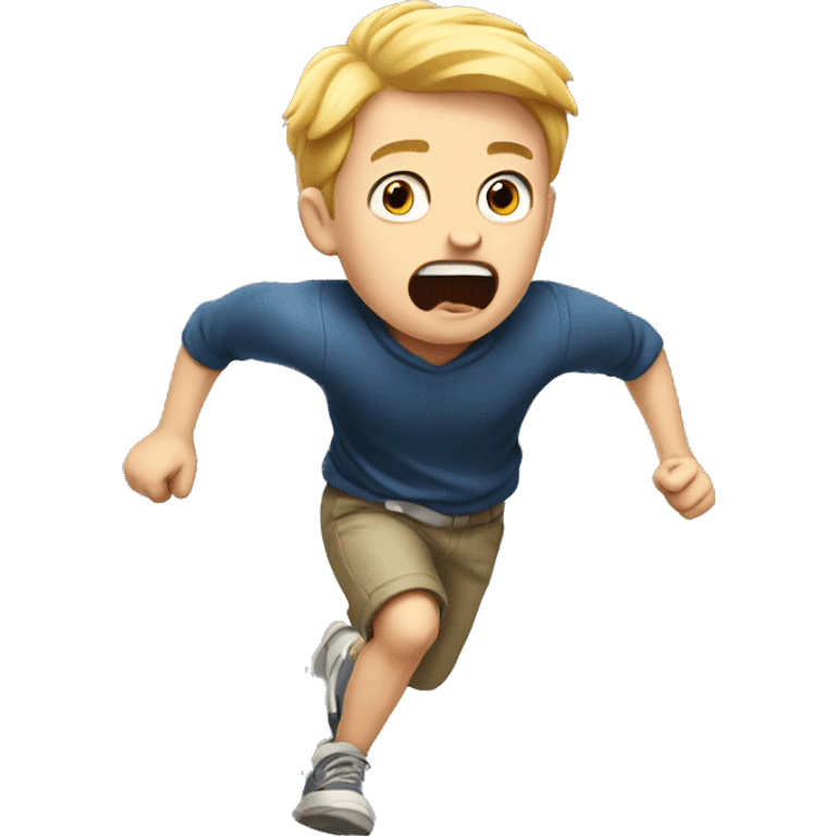 scared white boy running away emoji