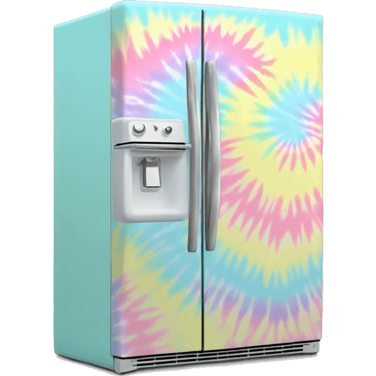 Realistic retro vintage pastel tie dye fridge.  emoji